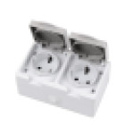 Розетка двойная с крышкой для открытой установки Lezard IP54, белая